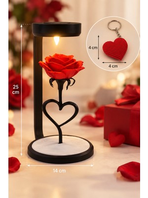 Overmax Kırmızı Gül Dekoratif Minimalist LED Lamba 25X14 cm – Kalp Tasarımlı Romantik Gece Lambası