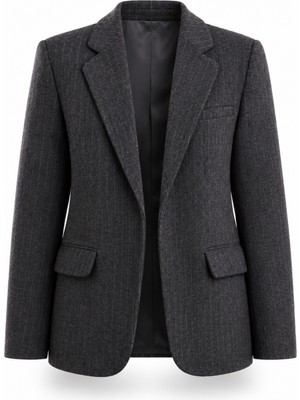 5in1Canpolat Antrasit Kemerli Yün Karışımlı  Blazer Ceket 9634