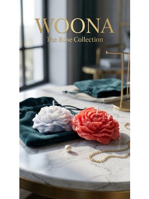 Woona Doğal Soya Wax Şakayık Çiçeği Figürlü 2'li Soya Wax Dekoratif Mum Seti - Vegan Amber Kokulu El Yapımı Doğal Soya Wax Premium Kokulu 2'li Mum Seti