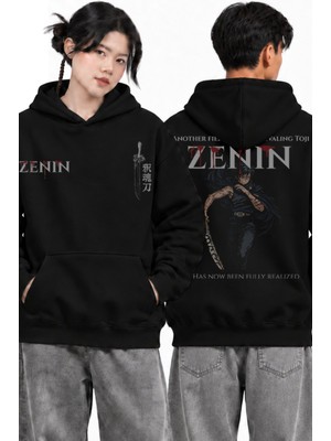 Fuddy Moda Unisex Jujutsu Kaisen Maki Zenin Sırt Baskılı Kapüşonlu Sweatshirt, Oversize Anime Temalı Hoodie