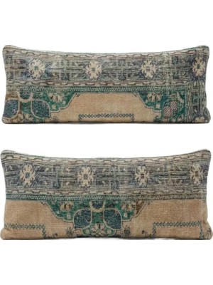 Yün Gri El Yapımı Kırlent Kılıfı 2 Parça Set 40 x 120 cm