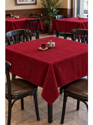 Eldenör Kahve Cafe Kıraathane Masa Örtüsü 140X140CM Yeşil Renk Kırmızı
