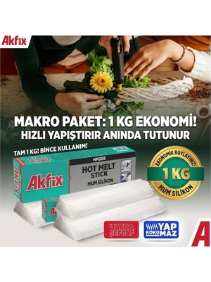 Primeaks 1 kg Şeffaf Mum Silikon Sıcak Silikon Çubuğu Hobi El Işi Tamirat Yapıştırıcı Kalın