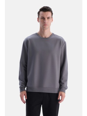 Dagi Antrasıt Bis Yaka Pamuklu Sweatshirt