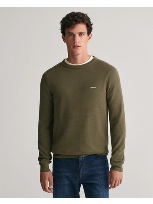 Gant Erkek Yeşil Regular Fit Bisiklet Yaka Kazak