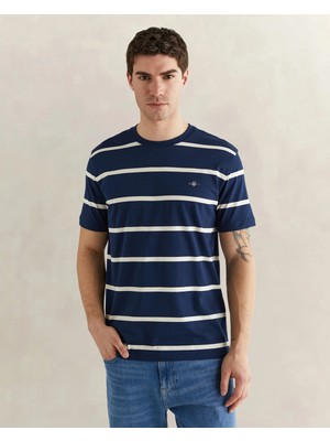 Gant Erkek Lacivert Renk Bloklu Kısa Kollu Logolu T-Shirt