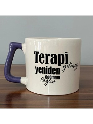Mor Mürekkep Umudu Allah Olanın Göğü Aydınlık Olur Baskılı Mor Kulplu Prime Kupa Bardak Fincan Mug