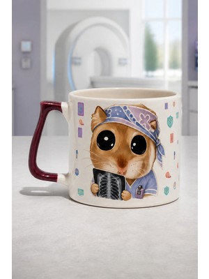 Mor Mürekkep Sad Üzgün Hamster Tıbbi Görüntüleme Teknikeri Baskılı Mor Kulplu Prime Kupa - Hediye