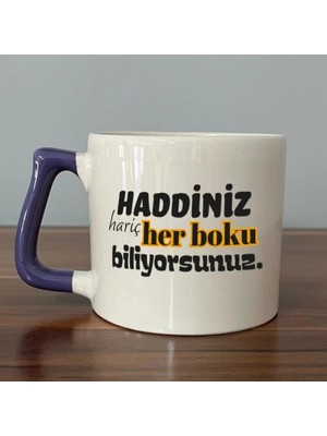 Mor Mürekkep Haddiniz Hariç Her B*ku Biliyorsunuz Baskılı Mor Kulplu Prime Kupa - Komik Hediye Bardak Fincan Mug