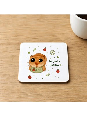 Mor Mürekkep Sad Üzgün Hamster Diyetisyen Baskılı 9x9 cm Kare Mdf Bardak Altlığı - Diyetisyene Hediye Ahşap