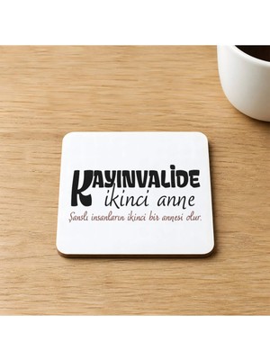 Mor Mürekkep Umudu Allah Olanın Göğü Aydınlık Olur Baskılı 9x9 cm Kare Mdf Bardak Altlığı Ahşap