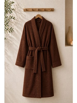 Tabea Home Rituals Serisi Pamuklu Kimono Bornoz Kahverengi
