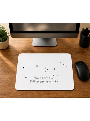 Mor Mürekkep Boğa Burcu ve Onla Alakalı Komik Açıklama Baskılı Mousepad Bilgisayar Altlığı