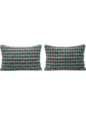 Kilim Yün Gri El Yapımı Kırlent Kılıfı 2 Parça Set 40 x 60 cm