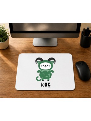 Mor Mürekkep Koç Burcu ve Onla Alakalı Komik Açıklama Baskılı Mousepad Bilgisayar Altlığı