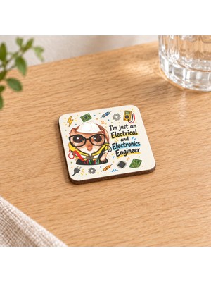 Mor Mürekkep Sad Hamster Elektrik Elektronik Mühendisi Baskılı 9x9 cm Kare Mdf Bardak Altlığı - Hediye