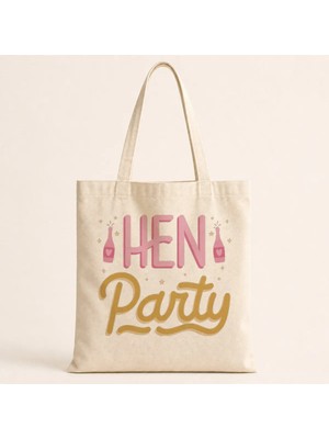 Mor Mürekkep Hen Party Yazı Baskılı Bez Çanta Omuz Çantası