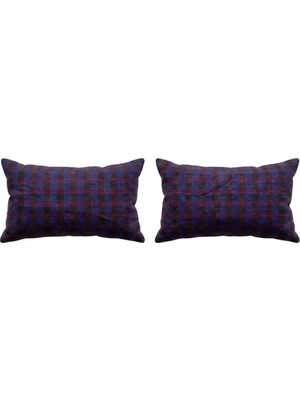 Kilim Yün Mor El Yapımı Kırlent Kılıfı 2 Parça Set 40 x 60 cm