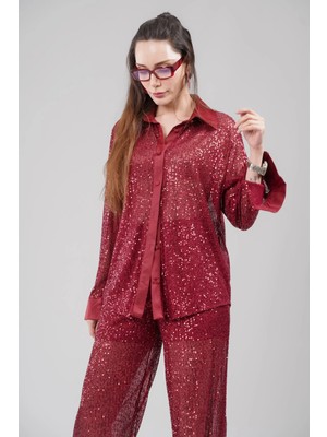 Oversize Kesim Pul Payet Gömlek