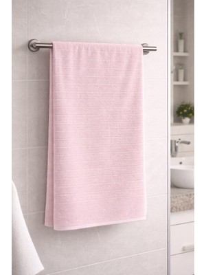 %100 Pamuk Banyo Havlusu 90X150 cm – Yumuşak ve Emici Pembe
