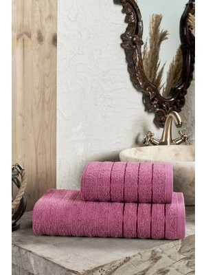 Tabea Home Fluffy 2'li Banyo Havlu Seti Mürdüm