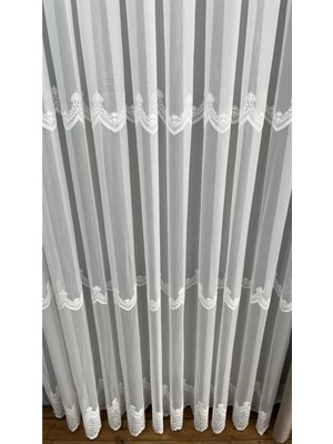İnci Life Home Bambu Eteği Güpürlü Modern Her Odaya Uygun Tül Perde 1/3 Pileli