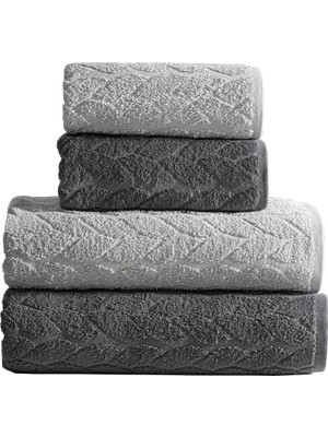 Sarmaşık Çift Renk Banyo Havlusu, 4'lü Paket 2 Parça (70X140),2 Parça (50X90) Yumuşak ve Emici, Kaliteli Günlük Kullanıma UYGUN%100 Pamuk Havlu (Antrasit-Gri)