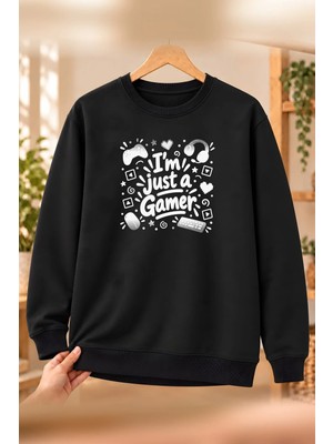 Mor Mürekkep Oyuncu (Actor) Meslek Yazısı Baskılı Kadın Bisiklet Yaka Sweatshirt - Siyah