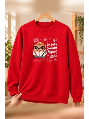 Mor Mürekkep Sad Hamster Bilgisayar Mühendisi (Computer Engineer) Baskılı Kadın Bisiklet Yaka Sweatshirt