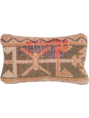 Yün Pembe El Yapımı Kırlent Kılıfı 20 x 40 cm
