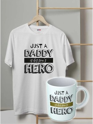 Mor Mürekkep Kadın Son's Daddy Baskılı Babalar Günü Tshirt-Kupa Set