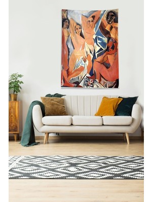 Multirenk Aynanın Karşısındaki Yansıma Leke Tutmaz Kadife Kumaş Duvar Örtüsü Duvar Halısı Tapestry KWLL365, 70 x 70