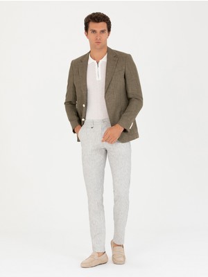 Cacharel Stone Slim Fit Linen Blend Canvas Trousers