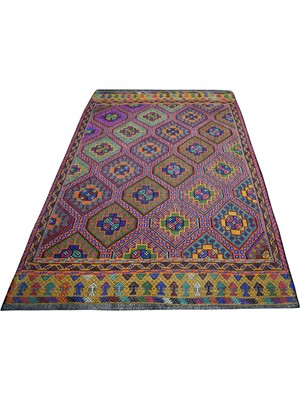 Zehra Abla Halı Yeni El Dokuması Yekpare Otantik Çumra Yörük Yün Cecim Kilim 7550