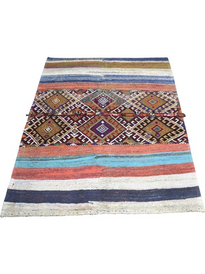 Kilim Antik El Dokuma Yörük Bukleli Pamuklu Cecim Kilim 1889 - Yeni - Çok Renkli