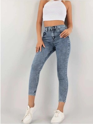 Geenz Manifacture Linda Açık Kar Mavi Yüksek Bel Toparlayıcı Skinny Jean