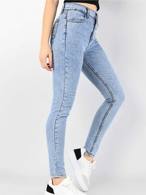 Geenz Manifacture Anastasia Mavi Kar Süper Skinny Solmaz Likralı Jeans Pantolon