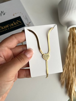 Busradan Design Italyan Zincir Kalp Detay Çelik Y Kolye 50 cm