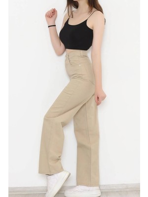 Geenz Manifacture Morcelo 90's Kar Yıkama Mavi Likralı Süper Yüksek Bel Salaş Jeans Palazzo Pantolon
