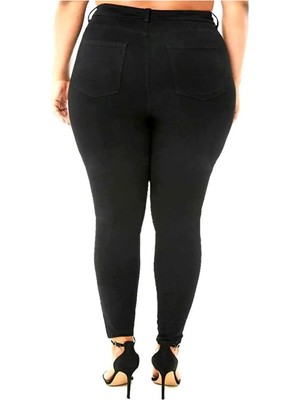 Geenz Manifacture Anastasia Siyah Süper Skinny Büyük Beden Solmaz Likralı Jeans Pantolon
