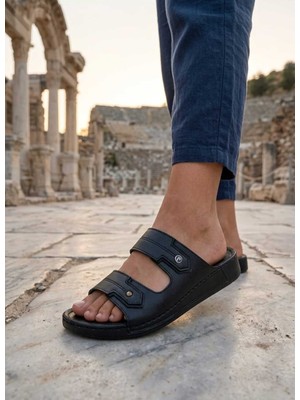 Relaxa Erkek Terlik, Ortopedik, Günlük Terlik, Ev Dışarı Terlik, Rahat Taban Siyah