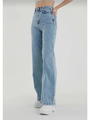 Geenz Manifacture Açık Mavi Yüksek Bel Geniş Paça Bol,salaş Palazzo Jeans