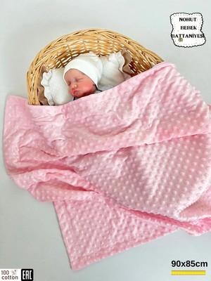 Marvielle Pembe Nohut Çift Kat Kız Bebek Battaniyesi Kundağı %100 Pamuklu Çok Amaçlı - Bebek & Çocuk Battaniyesi