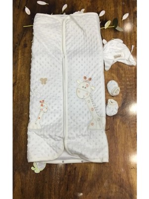 Marvielle Kız Erkek Bebek Zürafalı Kadife Battaniye Seti - Bebek & Çocuk Battaniyesi