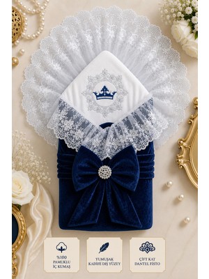 Marvielle Dantelli Taçlı Bebek Kundağı Unisex Bebek Dış Kundak Battaniyesi Hastane Çı - Bebek & Çocuk Battaniyesi