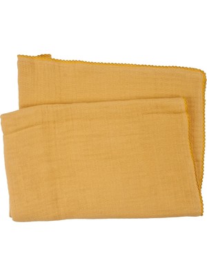 Marvielle Unisex Hardal Sarısı 4 Kat Biyeli Müslin Battaniye 80X100CM - Bebek & Çocuk Battaniyesi