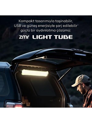 Str Store Zmr ZMR-385 Katlanır Şişirilebilir Beyaz Ledli Aydınlatma Tüpü USB ve Güneş Enerjisi Şarjlı Armatür