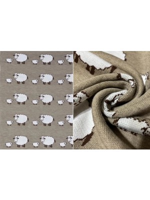 Marvielle Triko Örgü Bebek Battaniyesi Krem Koyuncuklar 70X70CM - Bebek & Çocuk Battaniyesi