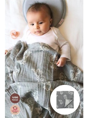 Marvielle 2 Katlı Jakarlı Müslin Bebek Battaniyesi %100 Pamuk Nefes Alabilen Yenidoğa - Bebek & Çocuk Battaniyesi