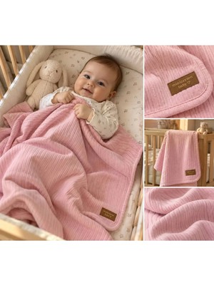 Marvielle Lunasun Baby Pembe Fitilli Bebek Battaniyesi 85X95 cm – Yumuşak Dokulu - Bebek & Çocuk Battaniyesi